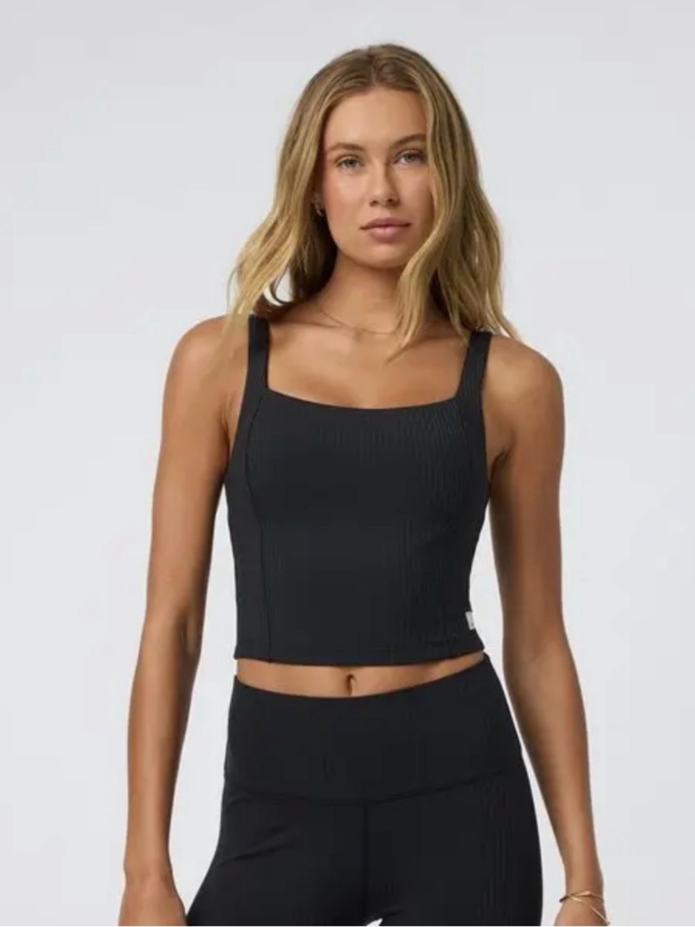 Vuori Square Neck Ribbed Tank Top - black